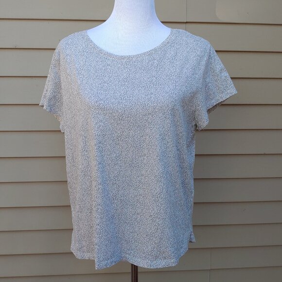 H&M Basic Tee Ivory Mini Polka-Dots 100% Cotton Short Sleeves T-Shirt - Picture 2 of 11